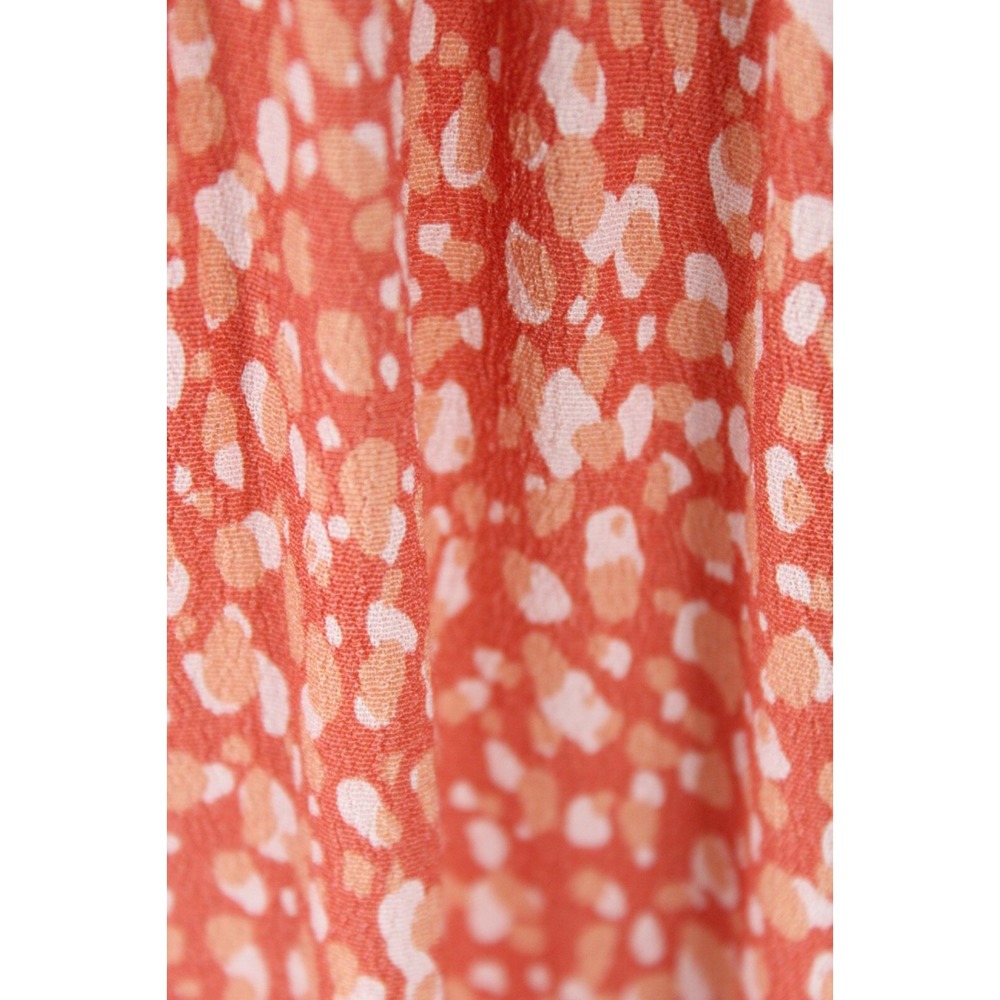 NWOT DOLAN Rebecca Blouse Size M Smocked Orange Polka Dots Short Puff sleeve - Picture 6 of 13